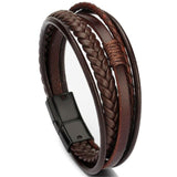 Price Classic Genuine Leather Bracelet For Men Hand Charm Jewelry Multilayer male bracelet Handmade Gift For Cool Boys daiiibabyyy