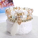 ZOSHI 3-4pcs/set Fashion Boho Bracelets & Bangles Women Stone Beaded Bracelet Set With Colorful Gem Long Wrap Bracelet for Women daiiibabyyy