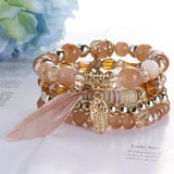 ZOSHI 3-4pcs/set Fashion Boho Bracelets & Bangles Women Stone Beaded Bracelet Set With Colorful Gem Long Wrap Bracelet for Women daiiibabyyy
