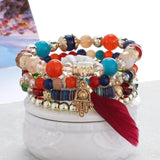 ZOSHI 3-4pcs/set Fashion Boho Bracelets & Bangles Women Stone Beaded Bracelet Set With Colorful Gem Long Wrap Bracelet for Women daiiibabyyy