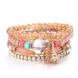 ZOSHI 3-4pcs/set Fashion Boho Bracelets & Bangles Women Stone Beaded Bracelet Set With Colorful Gem Long Wrap Bracelet for Women daiiibabyyy
