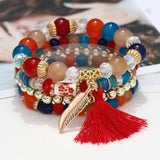 ZOSHI 3-4pcs/set Fashion Boho Bracelets & Bangles Women Stone Beaded Bracelet Set With Colorful Gem Long Wrap Bracelet for Women daiiibabyyy