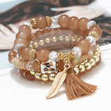 ZOSHI 3-4pcs/set Fashion Boho Bracelets & Bangles Women Stone Beaded Bracelet Set With Colorful Gem Long Wrap Bracelet for Women daiiibabyyy