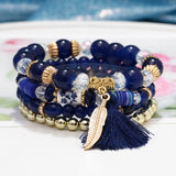 ZOSHI 3-4pcs/set Fashion Boho Bracelets & Bangles Women Stone Beaded Bracelet Set With Colorful Gem Long Wrap Bracelet for Women daiiibabyyy