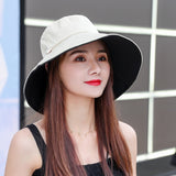Sun Hat Summer Foldable Bucket Hat for women  Outdoor Sunscreen Cotton Fishing Hunting Cap Anti-UV  wide brim bucket  Sun hat daiiibabyyy