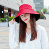 Sun Hat Summer Foldable Bucket Hat for women  Outdoor Sunscreen Cotton Fishing Hunting Cap Anti-UV  wide brim bucket  Sun hat daiiibabyyy