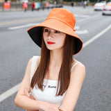 Sun Hat Summer Foldable Bucket Hat for women  Outdoor Sunscreen Cotton Fishing Hunting Cap Anti-UV  wide brim bucket  Sun hat daiiibabyyy