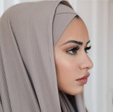 Fashion Pleated Stripe Scarf Women Muslim Jersey Hijabs Shawl hijeb femme Africa Headband Long Islam Underscarf Sjaal Bufandas daiiibabyyy