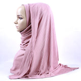 Fashion Pleated Stripe Scarf Women Muslim Jersey Hijabs Shawl hijeb femme Africa Headband Long Islam Underscarf Sjaal Bufandas daiiibabyyy