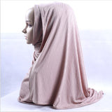 Fashion Pleated Stripe Scarf Women Muslim Jersey Hijabs Shawl hijeb femme Africa Headband Long Islam Underscarf Sjaal Bufandas daiiibabyyy