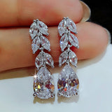 Huitan Women Drop Earring Wedding Band Jewelry Leave&Water Drop Shape Earring AAA Cubic Zirconia New Fashion Bridal Accessories daiiibabyyy