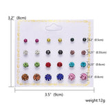 Rinhoo 12pairs Crystal Simulated Pearl Earrings Sets For Women Colorful Round Ear Stud Earrings Wedding Jewelry Box Earrings daiiibabyyy