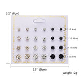 Rinhoo 12pairs Crystal Simulated Pearl Earrings Sets For Women Colorful Round Ear Stud Earrings Wedding Jewelry Box Earrings daiiibabyyy