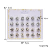 Rinhoo 12pairs Crystal Simulated Pearl Earrings Sets For Women Colorful Round Ear Stud Earrings Wedding Jewelry Box Earrings daiiibabyyy