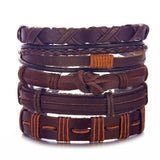 DAXI Mens Leather Bracelet Bracelets For Men Vintage Braclets Handmade Feather Leaf Bracelet Men Jewelry Adjustable Bracelet Set daiiibabyyy