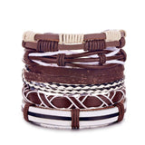 DAXI Mens Leather Bracelet Bracelets For Men Vintage Braclets Handmade Feather Leaf Bracelet Men Jewelry Adjustable Bracelet Set daiiibabyyy