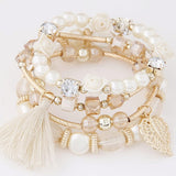 Bohemian Charm Beads Wrap Bracelets & Bangles for Women Boho Flower Leaf Tassel Bracelet Multilayer Bracelet Femme 2020 New daiiibabyyy