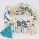 Bohemian Charm Beads Wrap Bracelets & Bangles for Women Boho Flower Leaf Tassel Bracelet Multilayer Bracelet Femme 2020 New daiiibabyyy