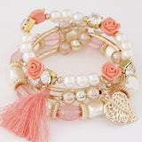 Bohemian Charm Beads Wrap Bracelets & Bangles for Women Boho Flower Leaf Tassel Bracelet Multilayer Bracelet Femme 2020 New daiiibabyyy