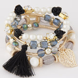 Bohemian Charm Beads Wrap Bracelets & Bangles for Women Boho Flower Leaf Tassel Bracelet Multilayer Bracelet Femme 2020 New daiiibabyyy