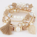 Bohemian Charm Beads Wrap Bracelets & Bangles for Women Boho Flower Leaf Tassel Bracelet Multilayer Bracelet Femme 2020 New daiiibabyyy