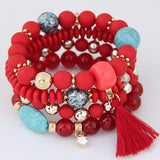 Bohemian Charm Beads Wrap Bracelets & Bangles for Women Boho Flower Leaf Tassel Bracelet Multilayer Bracelet Femme 2020 New daiiibabyyy