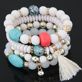 Bohemian Charm Beads Wrap Bracelets & Bangles for Women Boho Flower Leaf Tassel Bracelet Multilayer Bracelet Femme 2020 New daiiibabyyy