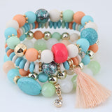 Bohemian Charm Beads Wrap Bracelets & Bangles for Women Boho Flower Leaf Tassel Bracelet Multilayer Bracelet Femme 2020 New daiiibabyyy