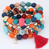Bohemian Charm Beads Wrap Bracelets & Bangles for Women Boho Flower Leaf Tassel Bracelet Multilayer Bracelet Femme 2020 New daiiibabyyy