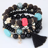 Bohemian Charm Beads Wrap Bracelets & Bangles for Women Boho Flower Leaf Tassel Bracelet Multilayer Bracelet Femme 2020 New daiiibabyyy