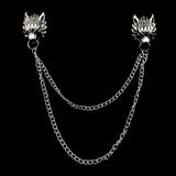Man Suit Shirt Collar Tassel Chain Lapel Pin Brooch Dragon Badge Retro Pins Wedding Dress Party Dance Neckware Accessories daiiibabyyy