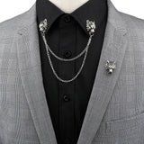 Man Suit Shirt Collar Tassel Chain Lapel Pin Brooch Dragon Badge Retro Pins Wedding Dress Party Dance Neckware Accessories daiiibabyyy