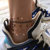 docona Gothic Black Arrow Anklets for Women Handmade Sequins Rope Chain Anklet Party Beach Jewelry Tobilleras 5pcs/set 8851 daiiibabyyy