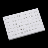 36Pairs Randomly Mixed Silver Color Women Butterfly Bowknot Flower Heart Small Plastic Stud Earrings Sets For Girl Jewelry Party daiiibabyyy