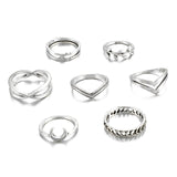 docona Leaf Moon Crescent Rings for Women Antique Punk Knuckle Midi Rings Set Vintage Anillos  Jewelry Accessories 7pcs/set 9893 daiiibabyyy