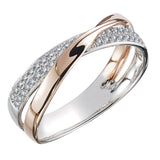 Huitan Newest Fresh Two Tone X Shape Cross Ring for Women Wedding Trendy Jewelry Dazzling CZ Stone Large Modern Rings Anillos daiiibabyyy