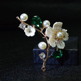 CINDY XIANG Shell And Pearl Flower Brooches For Women Elegant Fashion Pin Red Crystal Brooch Wedding Jewelry High Quality daiiibabyyy