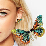 New Fashion Butterfly Wings Earrings Female Rhinestone Wild Personality Metal Earrings Sweet Romantic Jewelry daiiibabyyy