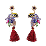 FASHIONSNOOPS Boho Statement Jewelry Long Tassel Big Earring Dangle Drop Crystal Earring For Women Oorbellen daiiibabyyy