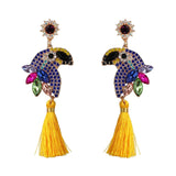 FASHIONSNOOPS Boho Statement Jewelry Long Tassel Big Earring Dangle Drop Crystal Earring For Women Oorbellen daiiibabyyy