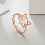 Skyrim Fox Ring Stainless Steel Animal Resizable Rose Gold Color Finger Rings Jewelry Wedding Anniversary Gifts for Women Friend