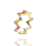 CZ Gold Crown rainbow Rings Geometry wedding  Engagement Ring femme Women for ring party gift charm Rhinestone ins Jewelry daiiibabyyy