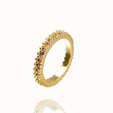 CZ Gold Crown rainbow Rings Geometry wedding  Engagement Ring femme Women for ring party gift charm Rhinestone ins Jewelry daiiibabyyy