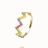 CZ Gold Crown rainbow Rings Geometry wedding  Engagement Ring femme Women for ring party gift charm Rhinestone ins Jewelry daiiibabyyy
