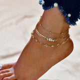LETAPI 3pcs/set Gold Color Simple Chain Anklets For Women Beach Foot Jewelry Leg Chain Ankle Bracelets Women Accessories daiiibabyyy