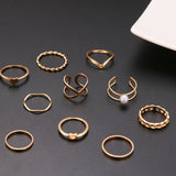 Boho Gold Silver Color Pearl Rings Set For Women Fashion Geometric Twist Hollow Open Ring Joint Finger Rings Charm Jewelry daiiibabyyy