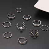 Boho Gold Silver Color Pearl Rings Set For Women Fashion Geometric Twist Hollow Open Ring Joint Finger Rings Charm Jewelry daiiibabyyy