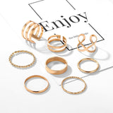 Boho Gold Silver Color Pearl Rings Set For Women Fashion Geometric Twist Hollow Open Ring Joint Finger Rings Charm Jewelry daiiibabyyy