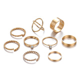 Boho Gold Silver Color Pearl Rings Set For Women Fashion Geometric Twist Hollow Open Ring Joint Finger Rings Charm Jewelry daiiibabyyy