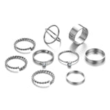Boho Gold Silver Color Pearl Rings Set For Women Fashion Geometric Twist Hollow Open Ring Joint Finger Rings Charm Jewelry daiiibabyyy